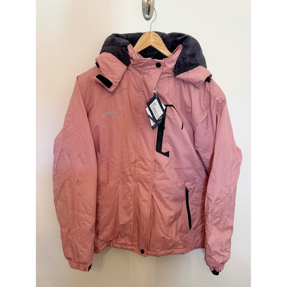 NWT Women's Wantdo Waterproof PINK Hooded Parka Jacket XXL
